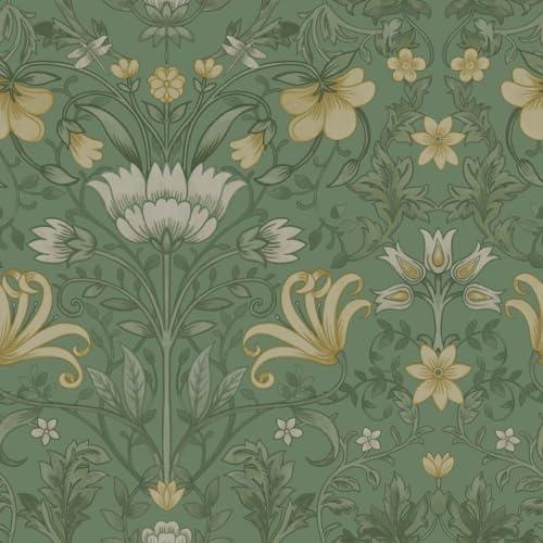 Holden Decor Vintage Blommig Grön Tapet 13550 - Botanisk Blomma Blad Trädgård