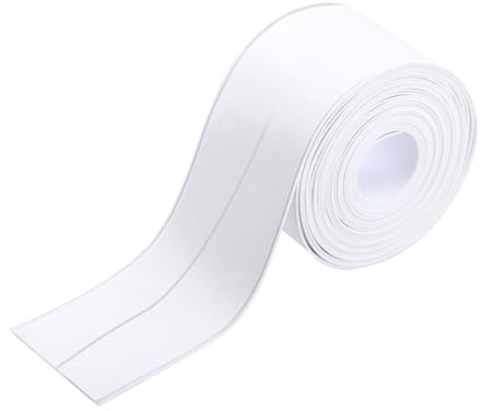 1 Rouleau 5m×3.8cm Joint Salle de Bain, Joint Étanche Résistant à La Moisissure Salle de Bain Blanc, Joint en Silicone pour Cuisines, Éviers, Toilettes avec Outils d’étanchéité(Blanc)