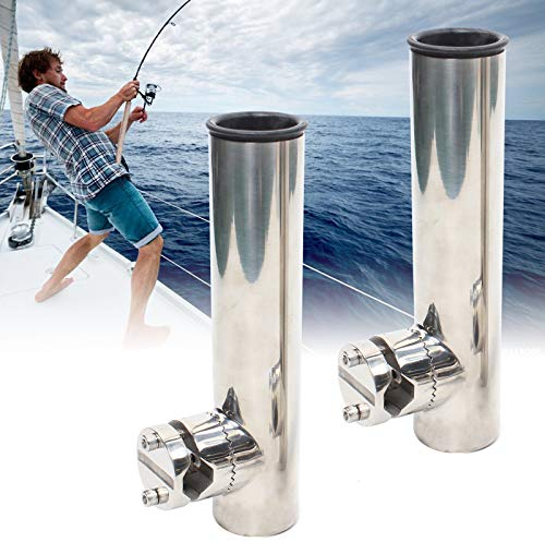 2 Stück Angelrutenhalter, Verstellbarer Edelstahl Rutenhalter für Boote Yachten Fischen für Schienen von 19mm bis 25mm