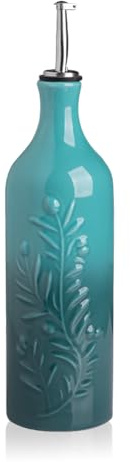 Sweejar Large Olive Oil Dispenser Bottle with Spout, 24 Oz Ceramic Oil Dispenser for Kitchen, Relief Opaque Oil Cruet, Oil Container for Cooking, EVOO, Avocado Oil, Vinegar, Pack of 1(GradientBlue)