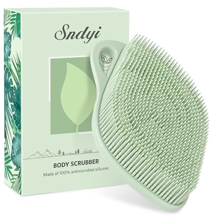 Sndyi Silikon Körperbürste, Silikon Duschbürste für Sanfter Exfoliierender,Blatt-förmiger Silicone Body Scrubber mit Schaumbildenden Borsten, Silicone Duschschwamm für Empfindliche Haut, Tannen Grün