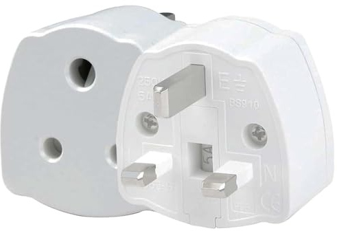 ZANTESR India To UK Adapter, 2PCS India To Uk Plug Adapter For Business Family Travel Outdoor, India To Uk Plug Adapter 3 Pin With 5A Fuse For Business Family Travel Outdoor (White)
