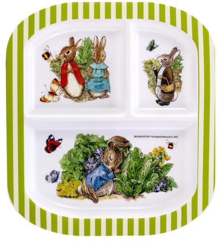 Zawadi Global Peter Rabbit 3 Section Reusable Childrens Kids Toddlers Divided Breakfast Lunch Dinner Plate