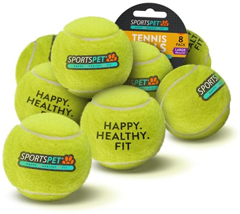 SPORTSPET Tennisbälle für Hunde, extra federnd, ungiftig, langlebig, schwimmend (63,6 mm)