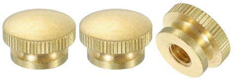 sourcing map Knurled Thumb Nuts, 3Pcs M8 x D20mm x H12mm Brass High Head Blind Hole with Collar High Head Blind Hole Round Knobs Fasteners for 3D Printer Parts, Machine Tools