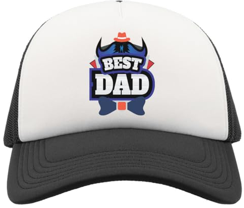Atspauda Best Dad Bull Horns Half Mesh Trucker Cap Baseball Hat Snapback Schwarz, Schwarz , Einheitsgröße