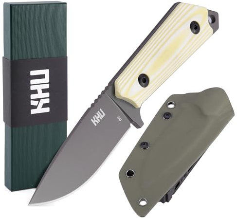 KHU Coltello a lama fissa Coltello da sopravvivenza Coltello da caccia Coltello da campeggio Coltello Bushcraft D2 Acciaio G10 Handle, All'aperto accessori With Kydex Sheath - 29A