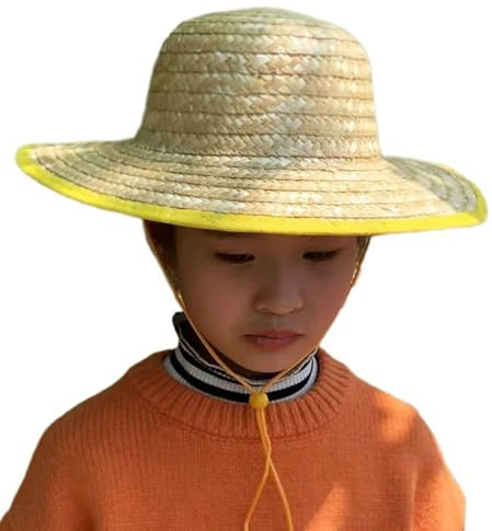GAOSHA Sombrero de paja para niñas y niños, unisex, protector solar, transpirable, sombrero de pescador, playa, sombrero Panamá para niños