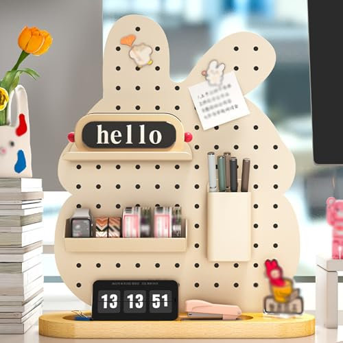SCBTGKLN Stecktafel Wand Organizer, Stecktafel-Kombinationsset, Lochplatte Schreibtisch, Lochwand, Schreibtisch-Wand-Organizer, for Büro, Wohnheim, Zuhause, Schreibtisch-Aufbewahrungsregal(White)