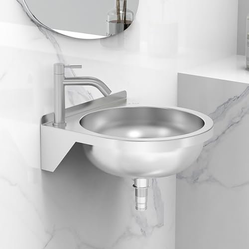 Lavello Ad Angolo In Acciaio Inox,Lavandino Bagno Sospeso,Lavandino Piccolo,Montaggio A Parete Ovale,Design Salvaspazio,Lavabo Angolare,Lavello Combinato Per Cucina Domestica, Patio(Silver)