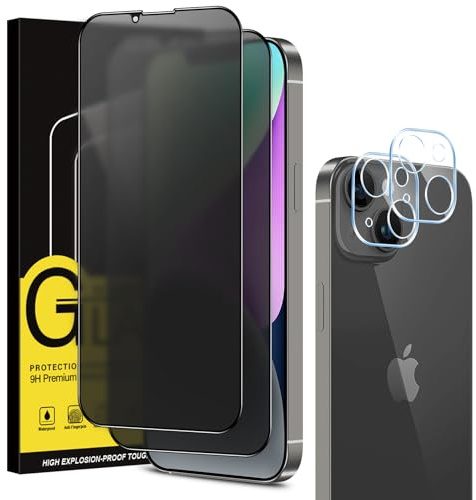 Coiwxmoi Privacy Pellicola Opaca per iPhone 14 con Protezione Fotocamera [2+2 Pezzi], Opaco Vetro Temperato Anti-Spy Durezza 9H HD Anti-riflesso Anti-impronta Anti-Spia Vetrino Film Protettiva