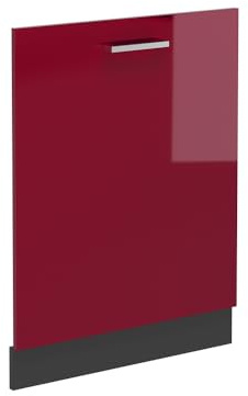 Vicco Panel Frontal R-Line, Rojo de Alto Brillo, 60 cm | Para lavavajillas totalmente integrado 60 cm · Sin encimera · A juego con el frente de cocina · Libremente combinable