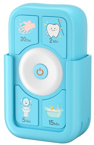 Minuteur pour enfants, minuteur de brossage des dents : minuteur pour enfants, brosse à dents, douche, mains, minuteur pour tout-petit, 2, 5, 15 minutes, 30 secondes, Bleu