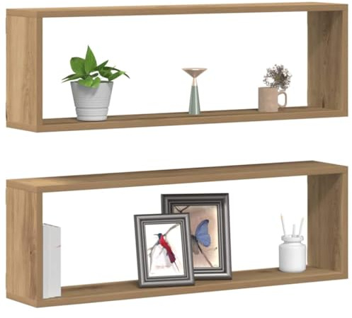vidaXL Wandregale Wandhalterung 2 STK. Kunsthandwerk Eiche | Moderner Look mit artisan Eichenfinish, Ideal für kleine Räume oder Wohnungen, Wandmontiert für extra Stabilität