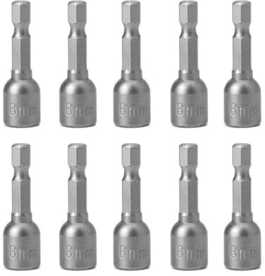 GLBMLMTHZP 10 pièces 8mm jeu de tournevis à écrou magnétique 1/4 adaptateur à douille hexagonale foret for perceuses électriques pistolets à vis pilotes sans fil et magnétiques Socket Sockets
