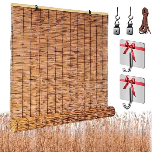 Tenda Bamboo Veneziane da Esterno Tende Bambu a Rullo Esterno Interni, 100x200 120x160 150x180 160x200 180x200cm, Per Portico Terrazza Giardino