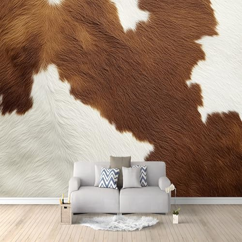 Générique Papier Peint Photo INTISSÉ 250 x 175 cm Mural Photographie Gros Plan Sur Une Peau De Vache. Poster 3D Stickers Muraux, Papier Peint Panoramique Décoration Murale pour Chambre, Salon, Enfant
