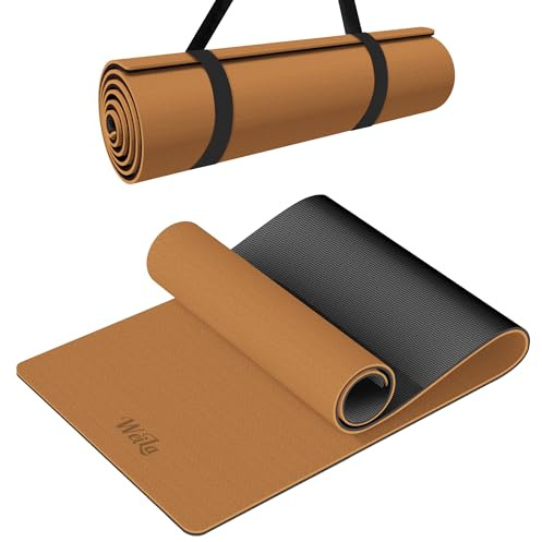 Non-slip TPE Yoga Mat for Women & Men,72x24 Double-Sided Workout Mat for Home Gym Pilates,1/4 Inch Packable Lightweight Exercise Mat with Strap for Travel,Non Toxic Exercise Floor Mat(Orange)