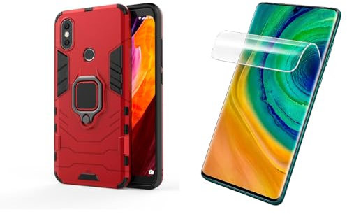 Max Power Digital [Pack] Funda y 2 Protectores Hidrogel para Xiaomi Mi A2 Carcasa Magnética Anillo Imán Antigolpes con 2 Piezas Protectores Pantalla Gel Alta Definición (Rojo)