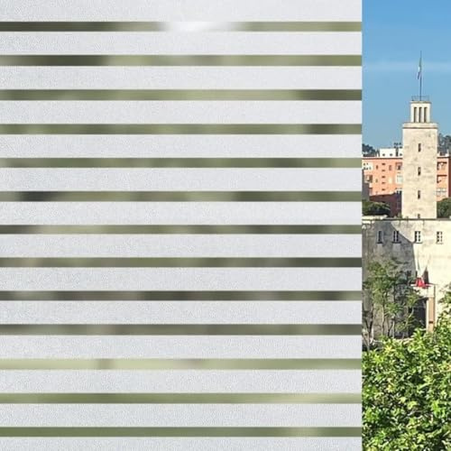 Großformatige Fensterfolie (Streifen, 120 x 200 cm) Dekorative Fensterfolie Selbstklebende, matte Sichtschutzfolie für Fensterglas Satiniert ohne Klebstoff Anti-UV statisch Dusche