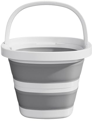 Faltbarer Eimer, 5L/10L, PP+TPR Material, Weiß, Platzsparend Zusammenklappbar (Grau, 10L)