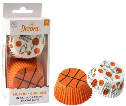 36 Pirottini in carta forno - per Cupcake, muffin, DOLCI - confezione da 36 pezzi - pirottino decorazione decorativi - ideale per feste di compleanno, party (Basket)