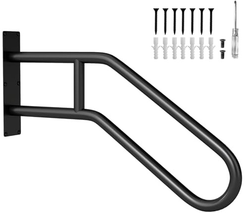 COSTWAY Handrail for Outdoor Steps, Wall Mount Non-Slip Safety Railings for 1-3 Steps, Heavy Duty U-Shaped Metal Matte Grab Bar for Children, Elderly, Pregnant Women, Disabled