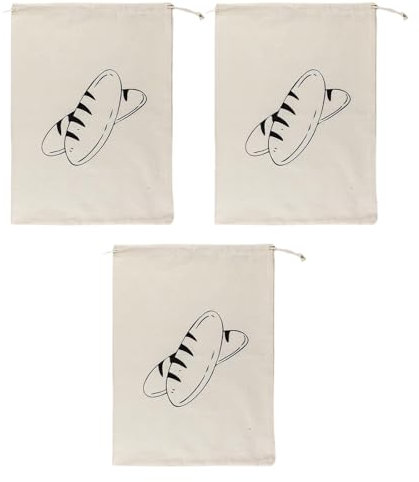 Lot de 3 sacs à pain réutilisables en lin écru avec cordon de serrage pour le stockage du pain, des fruits et des légumes, sac en lin non blanchi