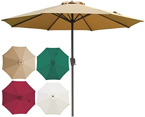 Parasol, Parapluie de 10 Pieds / 9ft Table Marché Tableau Tie Zhu avec manivelle Protection du Soleil extérieur Portable détachable pour Le, la pelouse la Piscine Parasol de d'Eltterieur Patio