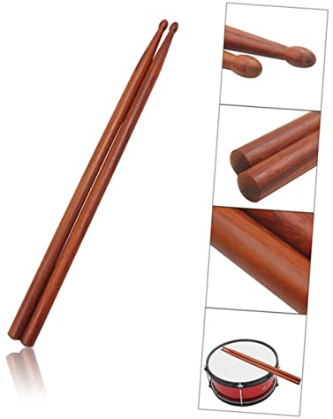 Mahagoni Drumsticks mit Ovaler Holzspitze, Paar für Schlagzeuger | Unlackiert, Braun, Robust, Geeignet für Jugendbands und Drummer Zufällige Farbe
