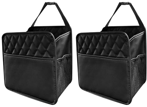 YOFAPA 2 Stück Autositz Organizer,Rücksitztasche aus PU-Leder,Multifunktionaler Auto Aufbewahrungstasche,Kofferraum Organizer,Auto Rücksitz kinder,Schwarz