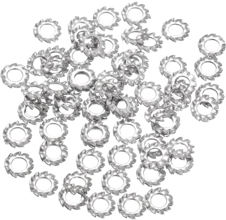 QUARKZMAN 50 Pz Rondelle Bloccaggio A Dente Esterno Acciaio Inox 304, Rondelle Bloccaggio A Stella M2.5 Rondelle Dentate Per Viti Bulloni Attrezzature Meccaniche, Argento