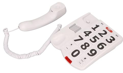 Fockety Téléphone Filaire à Gros Boutons avec Volume Réglable pour Recomposer Le Dernier Numéro pour Personnes âgées, Téléphone Résidentiel pour Personnes âgées, Matériau ABS approprié