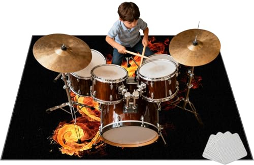 Laegnfho 180 x 150 cm Schlagzeugteppich, Schallschutz Teppich, Drum Teppich, Schallschutzmatte Professionelle, Musikinstrumente Bodenmatte, Antivibrationsmatten, rutschfest Trommelteppich