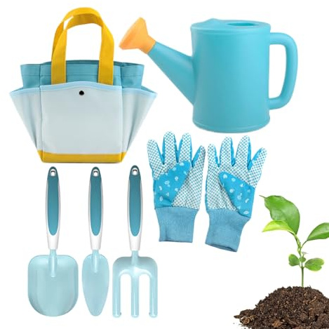 Sucritude Set Giardinaggio Per Bambini,6 Pezzi Annaffiatoio Educativo E Divertente | Guanti Giardinaggio Bambini | Per Orto Giardino Esterno, Fiori Primavera, Ortaggi e Gioco di Ruolo