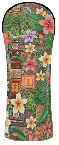 Copritesta per mazze da golf, vintage, con fiori tropicali, per driver in legno ibrido, unisex, in pelle PU con etichette intercambiabili