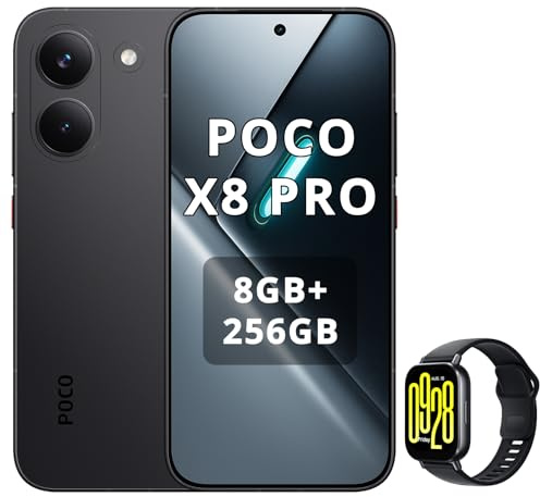 XIAOMI POCO X8 Pro Smartphone 8+256GB,processore Dimensity 8500-Ultra,batteria da 6500 mAh,sensore Sony IMX882 da 50 MP con OIS,fotocamera da 50 MP,Nero,incluso Smart Watch