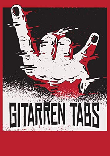 GITARREN TABS: DIN A4 für Anfänger und Fortgeschrittene / Blanko NotenBlock / Leere Notenzeilen / Notensystem / für die Schule / Komponist / mit ... Akkorden / Design : Metal Fork Handzeichen