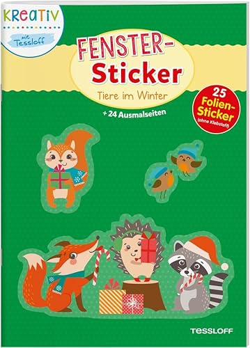 Fenster-Sticker Tiere im Winter: 24 Ausmalseiten und 25 Folien-Sticker