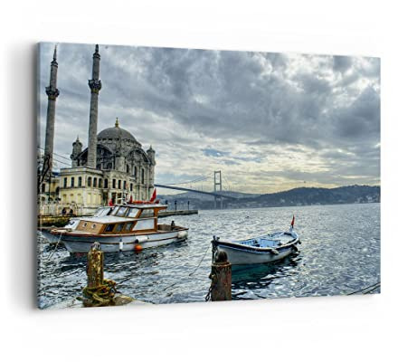 ARTTOR Bilder auf Leinwand 120x80cm Wandbild Architektur Städte - 2102 | Asien Boot Groß XXL Wanddekoration Wohnzimmer Schlafzimmer Küche Wanddeko Wand Kunstdruck Wandkunst Wall Decor ARTTOR