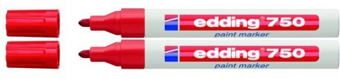 edding Lackmarker 750 Industrie, 2-4 mm (2er Pack, Rot)