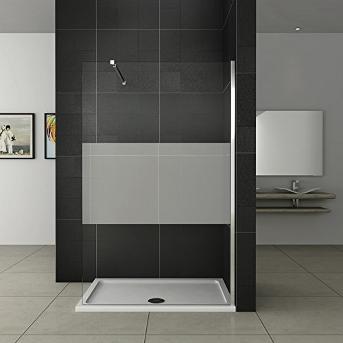 1200x2000x8mm paroi de douche bande central dépoli walk in paroi de fixation Italien avec barre de fixation 360°