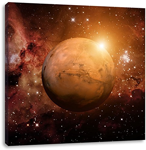 Pixxprint Planet Mars im Universum, Größe: 40x40, Leinwandbild Quadratisch, Wandbild, Kunstdruck, fertig bespannt