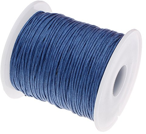 Perlin - Cordón de algodón encerado, 75 m, de color azul zafiro, 1 mm, cuerda para joyas, hilo de algodón de cera, cinta para perlas y joyas C284