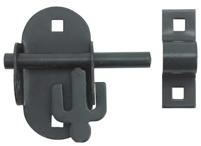 Wyre Direct Oval Pad Bolt - Gate Lock for Secure & Sturdy Closure, Black Gate Bolt Ideal for Wooden Gates, Stable Door Bolt, Bolt Lock for Gate - Reliable Shed Bolts for Doors & Gate Bolts Set (4inch)