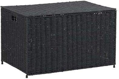 Household Essentials Woven Chest, Decorative Paper Rope Storage Chest for Home Organization, Black