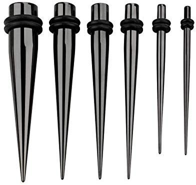 PiercingDoc Dehnstab für Tunnel 2er Set Chirurgenstahl Taper schwarz
