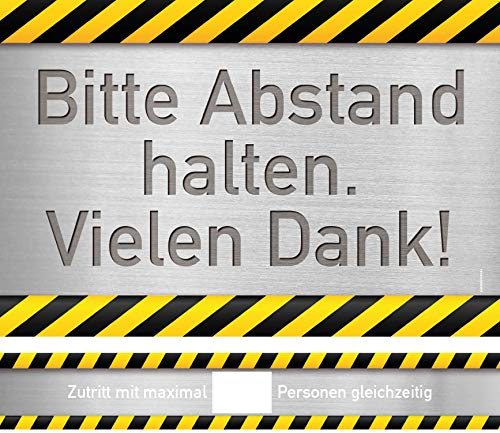 Hinweisschilder Abstand halten 30x20cm Alu-Optik