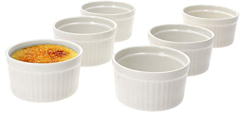 MamboCat Bianca Lot de 6 moules à muffins blancs de 120 ml - En porcelaine - Passe au lave-vaisselle - Passe au four - Petits bols à dessert de 9 cm de diamètre