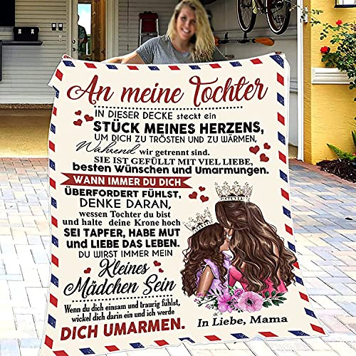UOOYAA Kuscheldecke, personalisierte Geschenke, DeckeAn My Daughter German, Mutter-zu-Tochter-Briefdecke, positive Ermutigung und Liebe Tochter, Flanelldecke